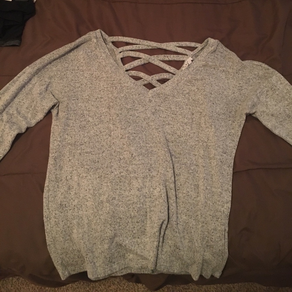 Cross back sweater